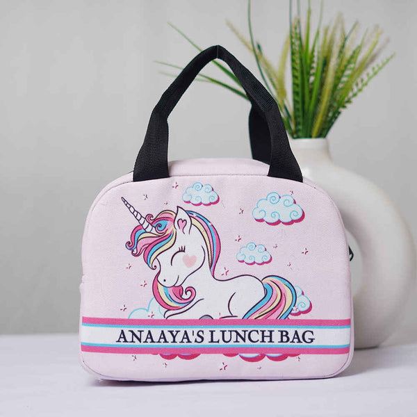 Personalised Unicorn Printed Kids Lunch Bag With Handle